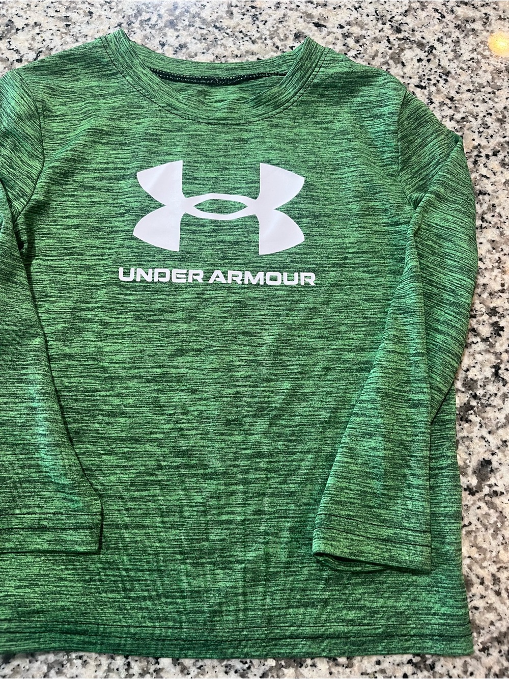 Kids Under Armour Green Heathered Long-Sleeve Performance Tee